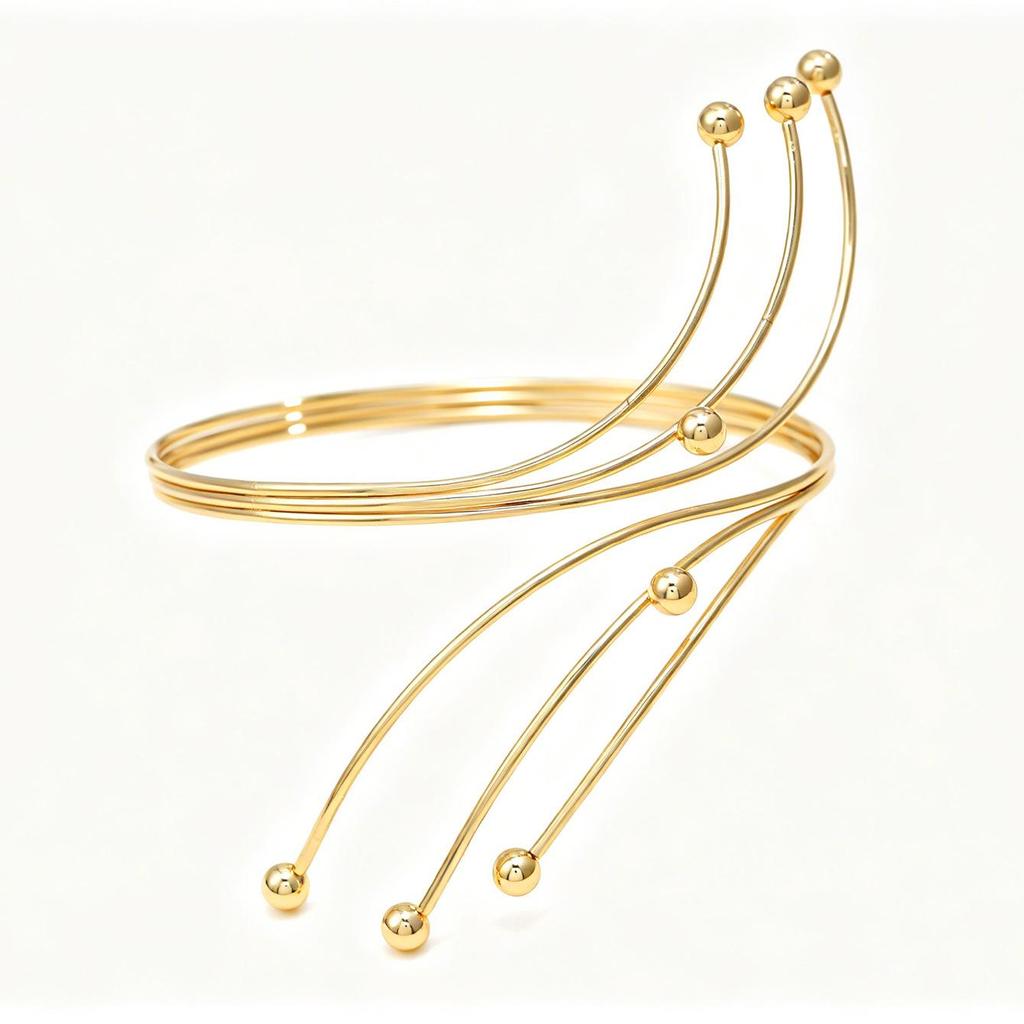 Fashionable Adjustable Spiral Metal Arm Ring for Women