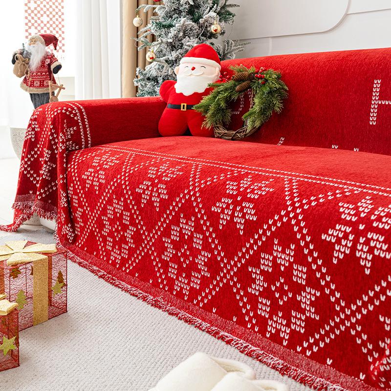 

Чехол для дивана из шенилла Новогодний антицарапающий для кошек полное покрывало нескользящий простой современный чехол для дивана прямой ряд ткань 180*130cm
