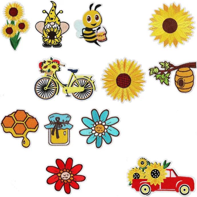 Patchwork Bee Summer Family Patch Solid Color Hot Selling Versatile Bag Decorative Embroidery Patch Cartoon Honeycomb