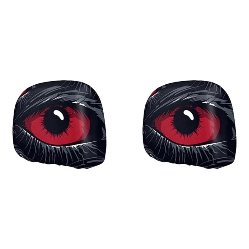 Stretch Car Headrest Cover Set 2 Pack, Visual Cabin Covers for Dust Care and Horror Theme Vehicle Decoration Update