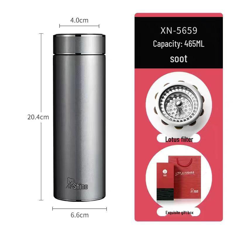 Xinuo Vacuum Insulated Water Bottle with Filter, Stylish for Men & Women - Perfect for Office, Car, Home.