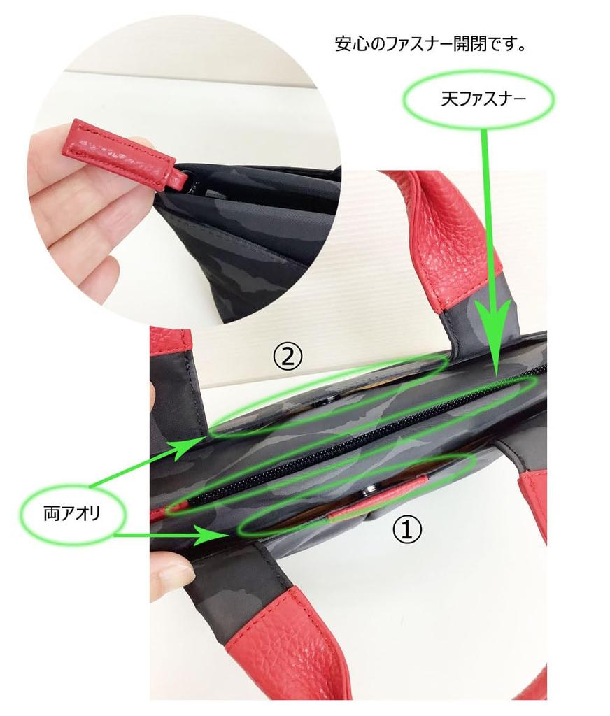 [HARUBE] Kyoto Naniwaya Nylon Lightweight Small Tote Bag, Handbag, Artisan Dyed, Beautiful Design for Women, #E6-609 [Circle] (Gray x Red)