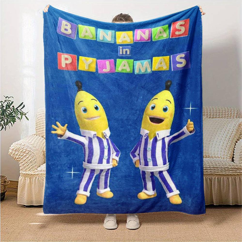 Bananas In Pyjamas Print Flannel Blanket High Quality Warm Comfortable Cover for All Seasons Perfect for Gifts Home Decor