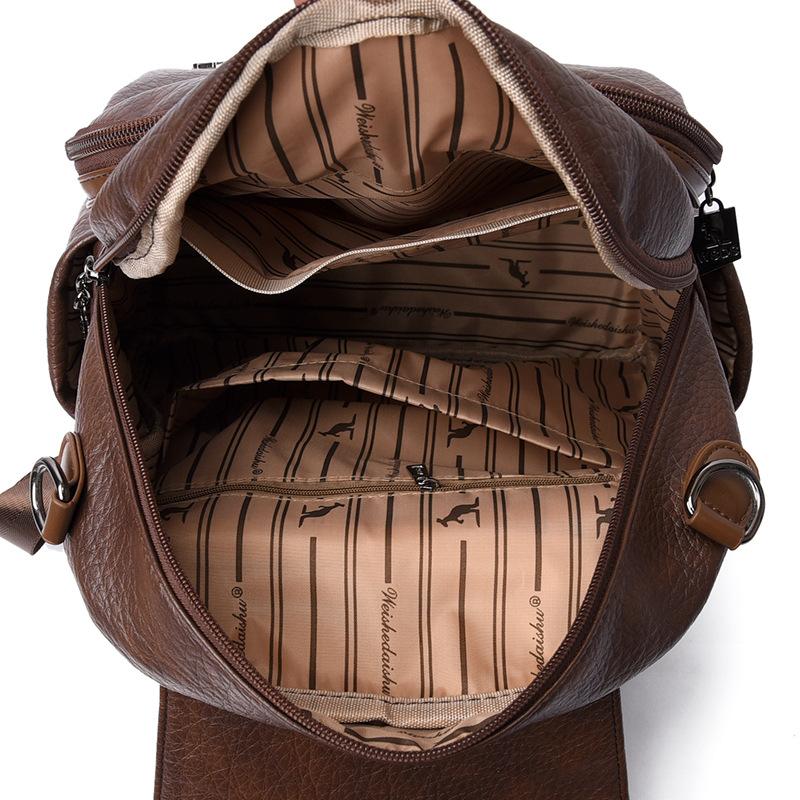 Schoolbag1011 New Soft Leather Backpack for Women, Versatile Fashionable Casual Travel Backpack, Lightweight, Waterproof, Multifunctional Single