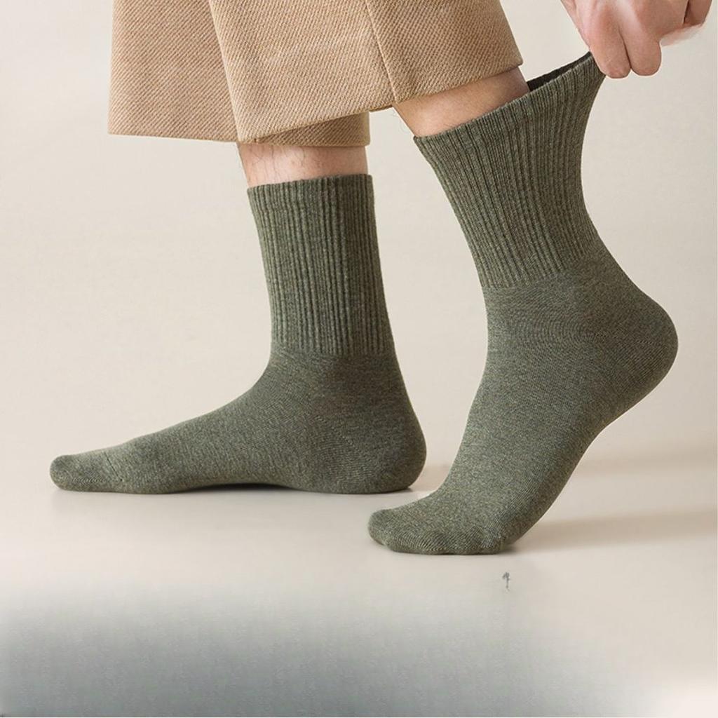 Herbst- und Winter Herren Mid-Calf Socken, Aloe Vera Ätherisches Öl Antibakteriell, Desodorierend, Verdickt Warm, Reine Baumwolle Hochelastisches Bündchen Socken