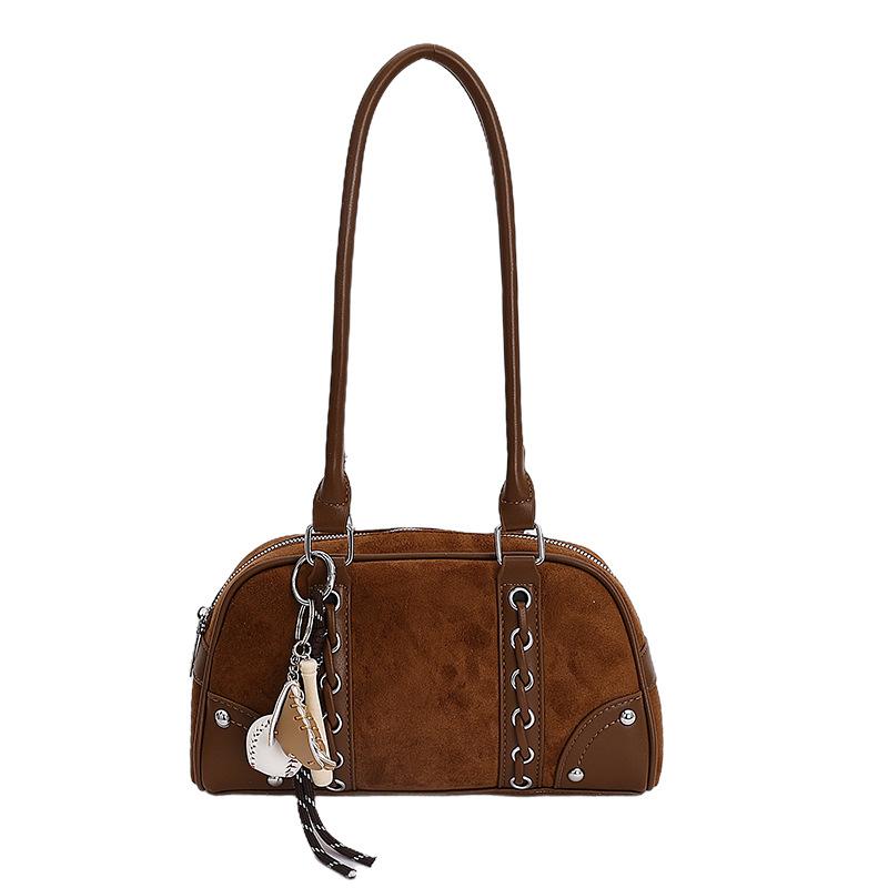 Fashion Versatile Boston Bag 2025 Niche Design Korean Version Ins Simple High-end Shoulder Bag Commuter Retro