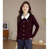 Elegant Two-Piece Look Knit Cardigan with Turn-Down Collar - Versatile Long Sleeve Top for Women, Autumn 2025