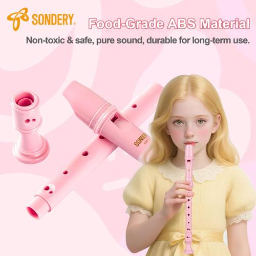 Sondery German-Style Soprano Recorder, Made of ABS Resin, Durable and Easy To Play for Beginners, with German Fingering Chart and Carrying Pouch