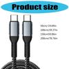 Portable 100W Nylon Braided USB C Cable Double Male End Type C Data Cord for Various Use in Office Home or Travel