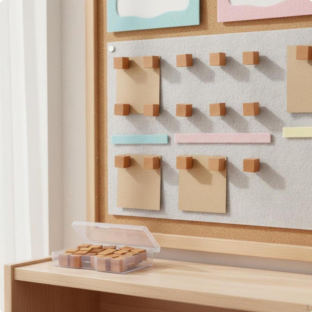 Decorative Drawing Pins Assorted Shapes Wooden Push Easy to Insert Head Thumbtacks for