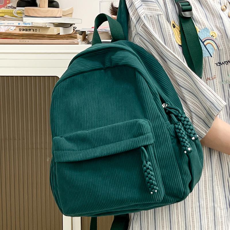 Schoolbag velvet large-capacity backpack 1011 new high school student class schoolbag small fresh solid color cute versatile backpack