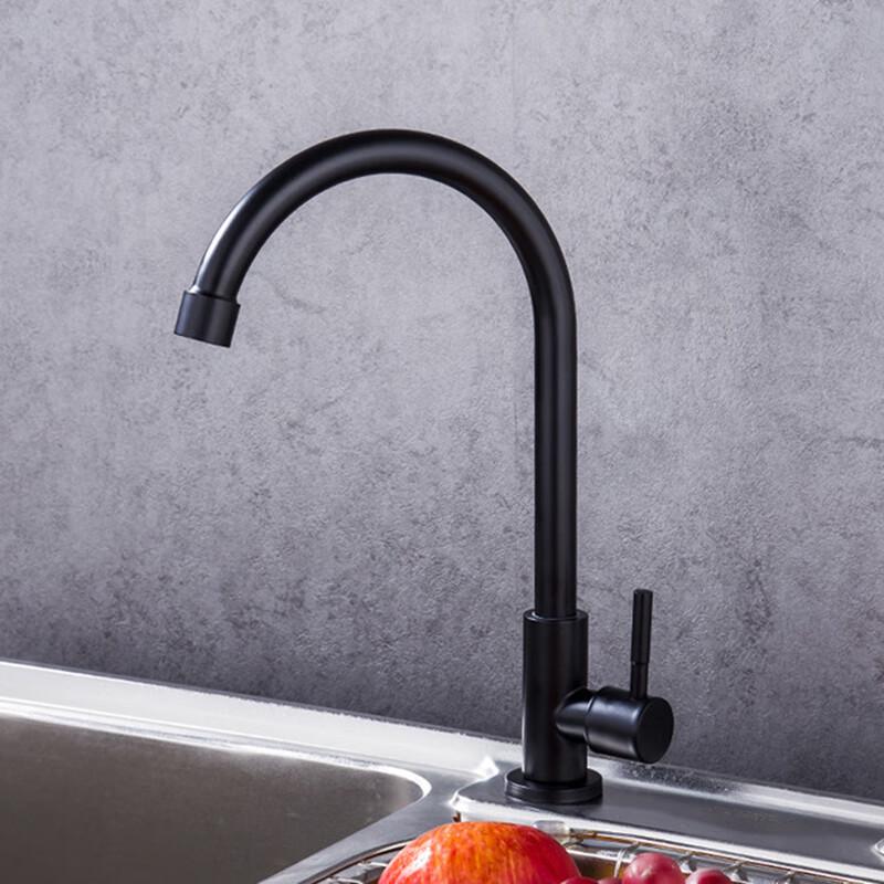 MDNG Single Cold Rotatable Black Kitchen Faucet
