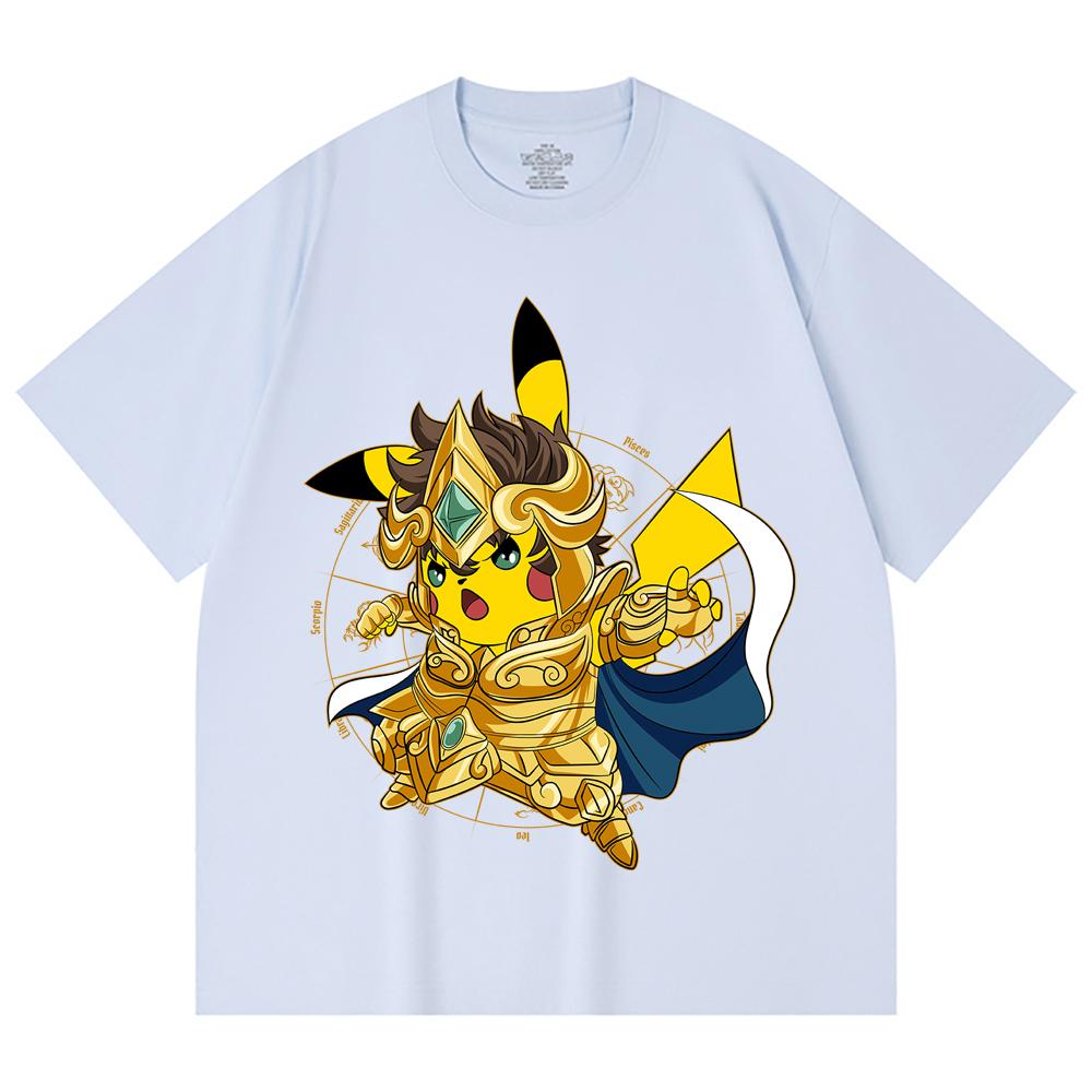 230 Gsm 100% Cotton Pokemon V25 Pikachu Leo Print Unisex Heavy Cotton T Shirt