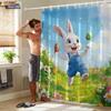 1pc Easter Happy Cartoon Rabbit Printed Waterproof Shower Curtain Partition Privacy Hanging Curtain With 12 Hooks Multiple Sizes