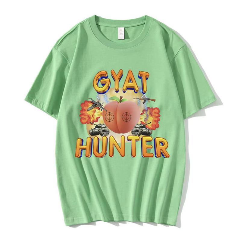 Gyat Hunter Funny Meme T-Shirt Women Fashion Vintage Short Sleeve T-shirts 100% Cotton Casual Loose Oversized T Shirt Streetwear