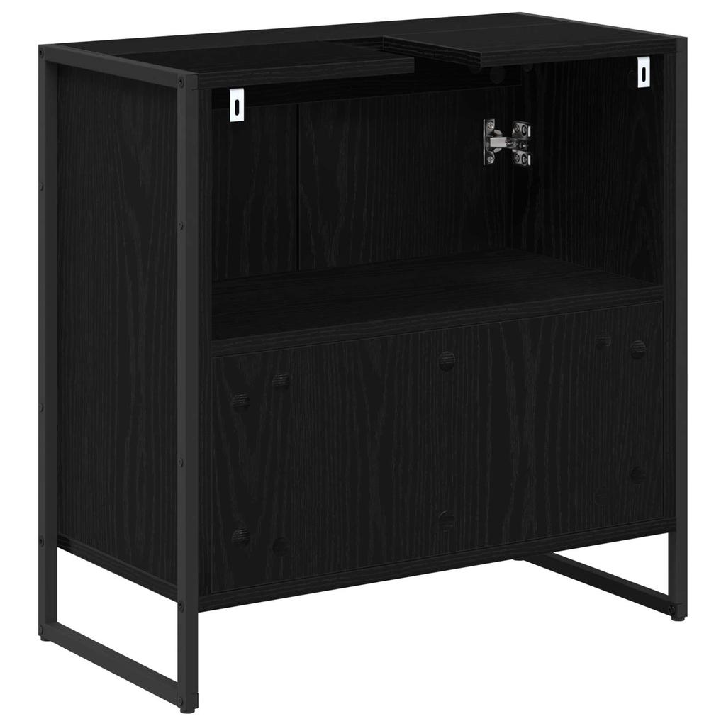 Bathroom Cabinet with Door Black Oak Effect 60 X 30 X 60 Cm