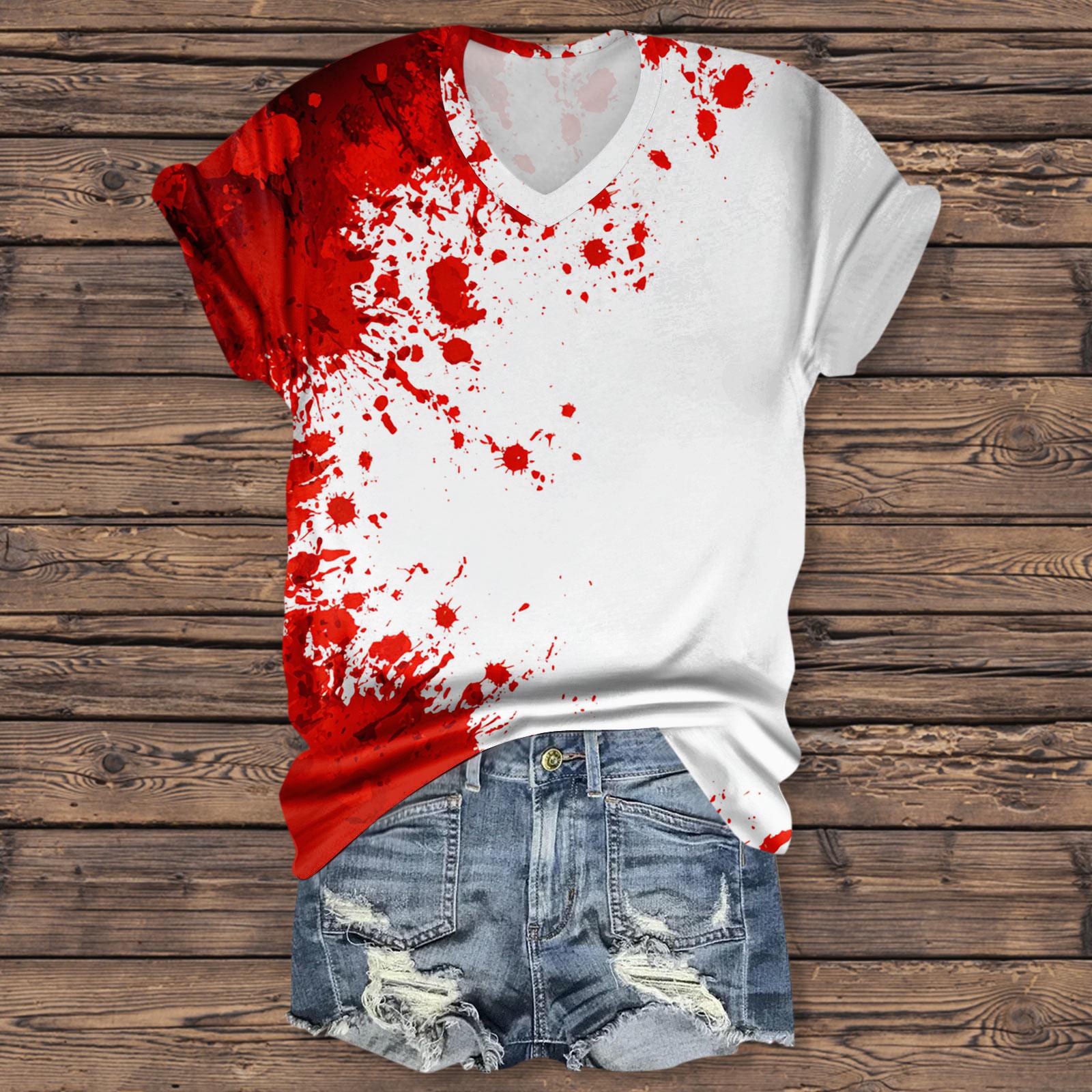 

Women s Fashion Casual Three-quarter Sleeve Halloween Letters, Face Print Top M Кіновар