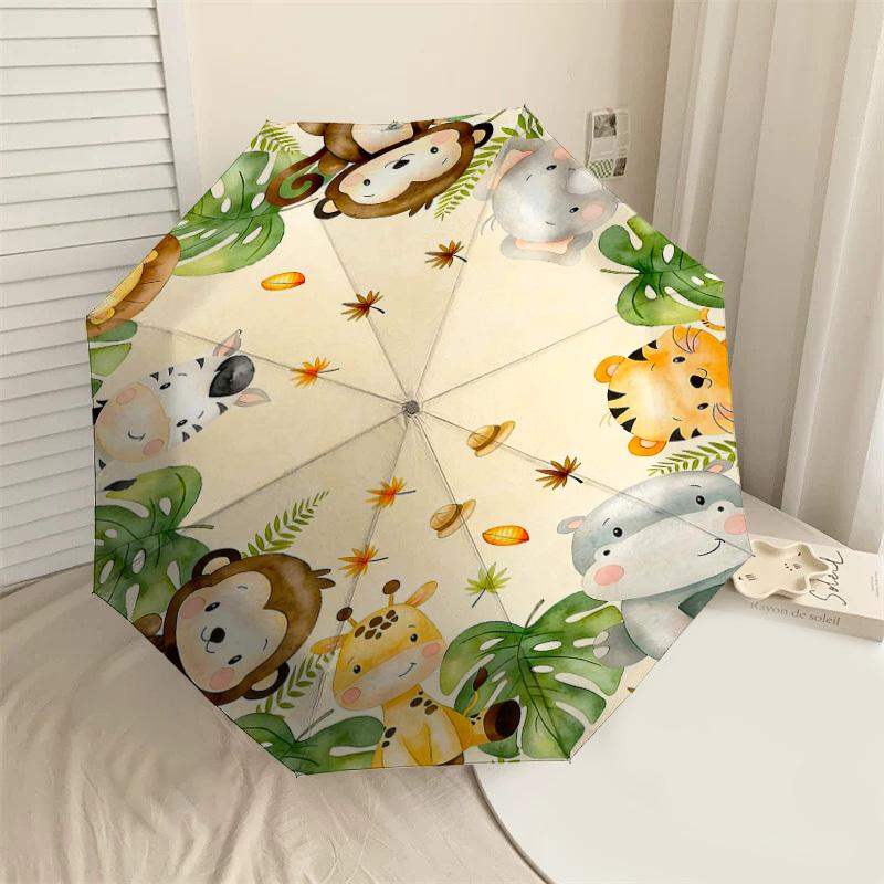 

1PC Jungle Animals Umbrella-8-Rib Reinforced, Automatic Open, Lightweight & Durable, Fashion Accessory for Outdoor, H0406