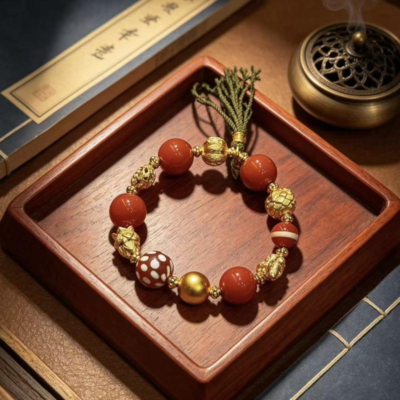 Meier New chinoiserie chinese style necklace accessories classy red agate bracelet jewelry accessible luxuryretro bracelet