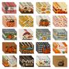 4/6/8PcsThanksgiving Pumpkin Leaf Turkey, Autumn Linen  Placemat Square Table Mats Machine Washable for Autumn Party and Kitchen