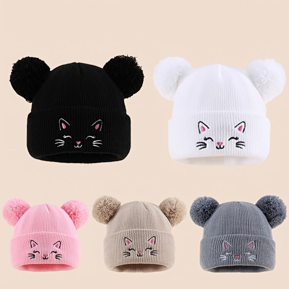 Hip Hop Baby Winter Hats Double Pom-Pom Warm Bonnet Fashion Kids Knitted Caps Outdoor
