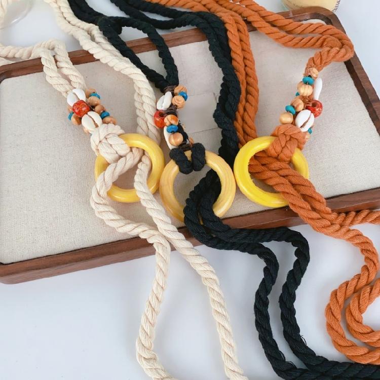 Lightweight Braided Rope Belt Handmade Round Clasp Waist Cincher Adjustable Waist Strap for Daily Wear