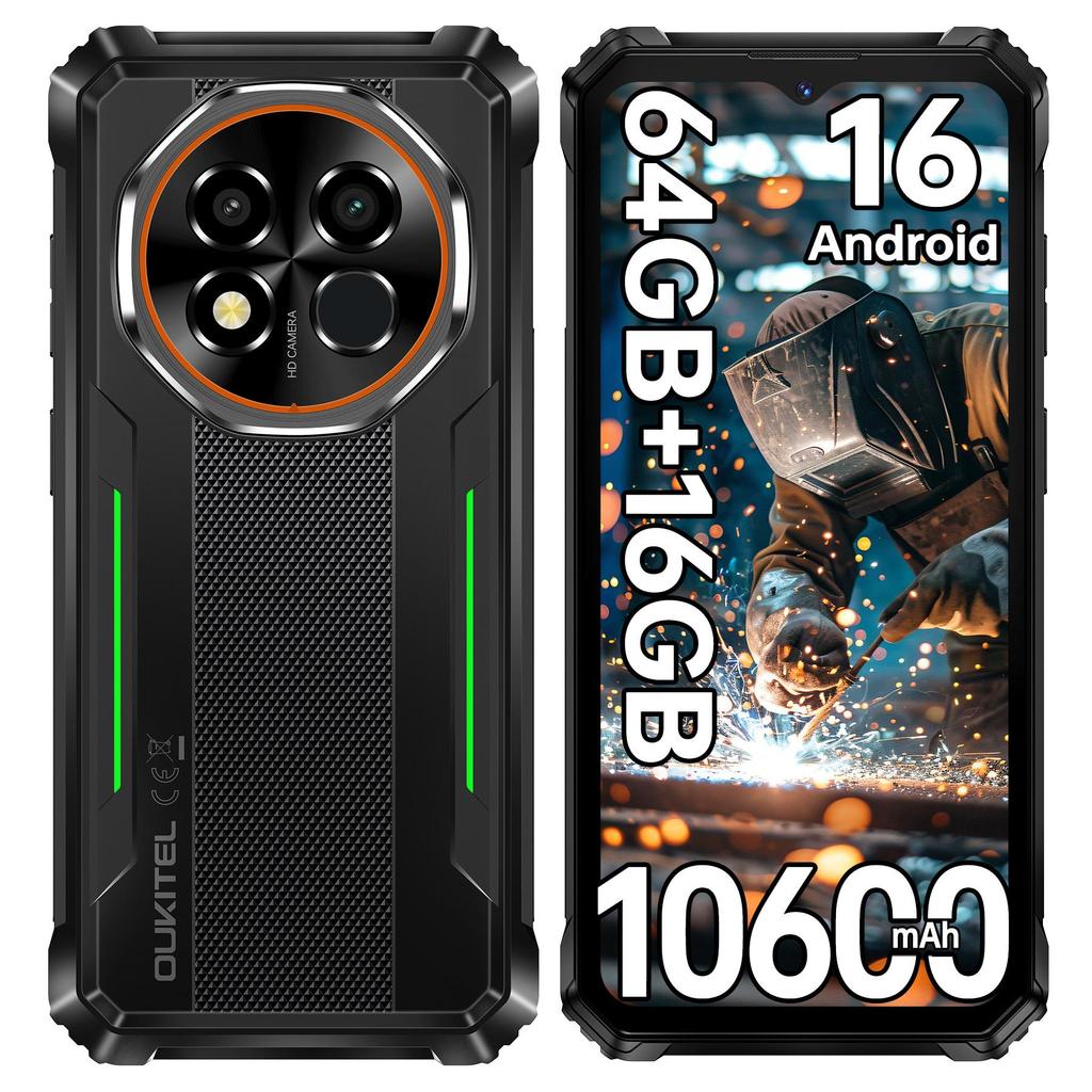 Oukitel G6 Rugged Smartphone Android 16,16GB+64GB/1TB, 10600mAh, 6.52" Display, 16MP Camera, 4G Dual SIM/IP68/IP69K/GPS/OTG/Fingerprint