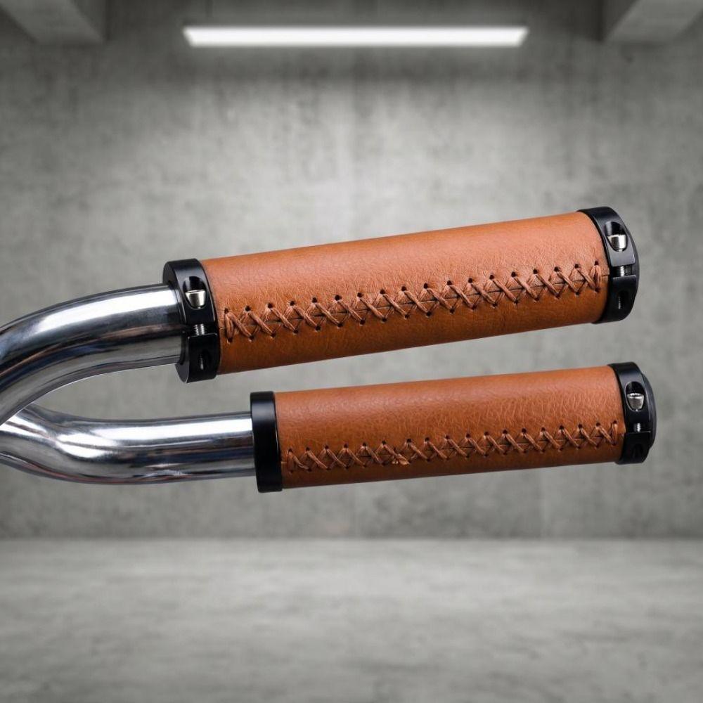 Easy to Install Bike Handlebar Grips Leather Material Bike Cowhide Grip Bicycle Accessory