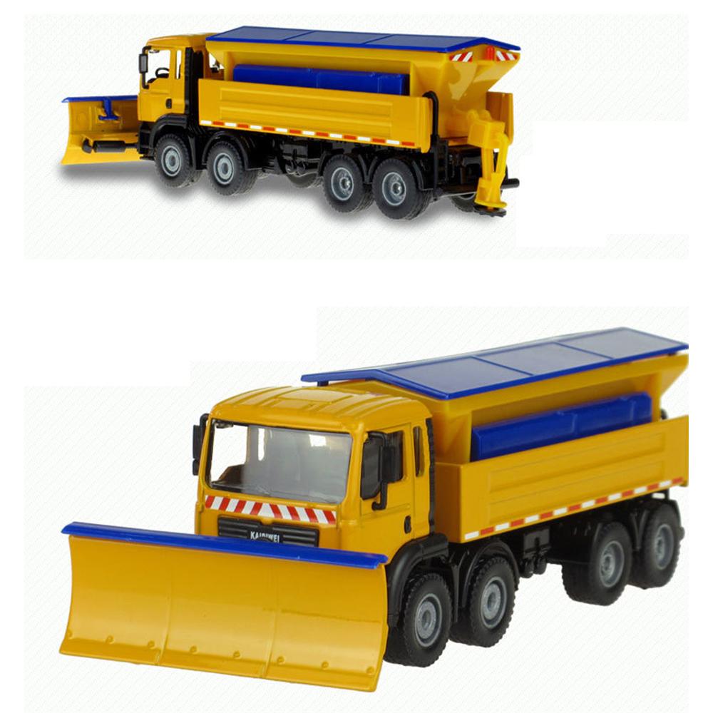 1/50 Toys Car Alloy Model Diecast Snow Sweeper Winter Service Vehicle Removable Cover 8 Wheel Cleaner Tractor Diecast Hobby