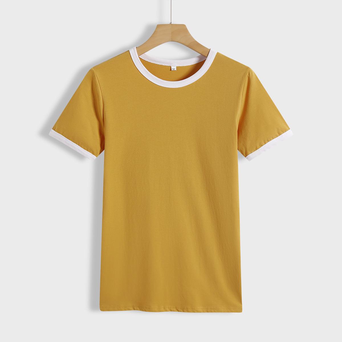 

Женская летняя футболка с принтом, простая модная футболка с коротким рукавом, повседневные топы с принтом S темно-желтого