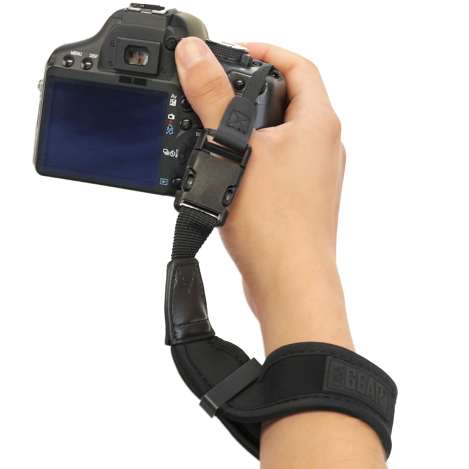 

USA Gear Camera Wrist Soft Neoprene Material for Compatible with DSLR and Mirrorless Lightweight Easy Slide Fits 25cm Wrist Compatible with All
