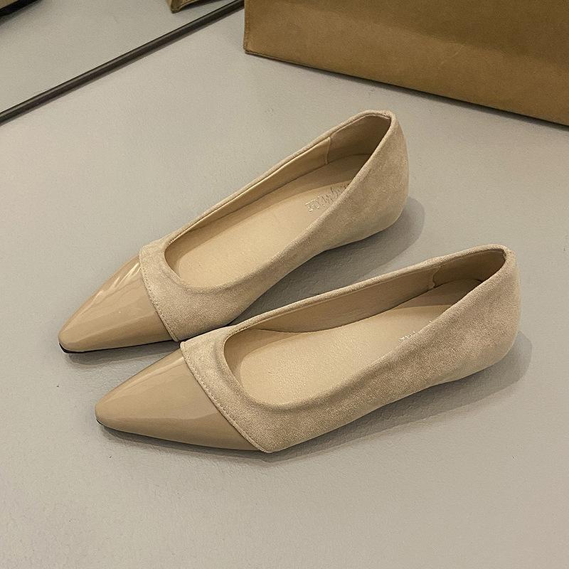 Simple Suede Leather Small Single Shoes 2025 Spring Temperament Elegant Suede Pointed Pink Flat Shoes Women