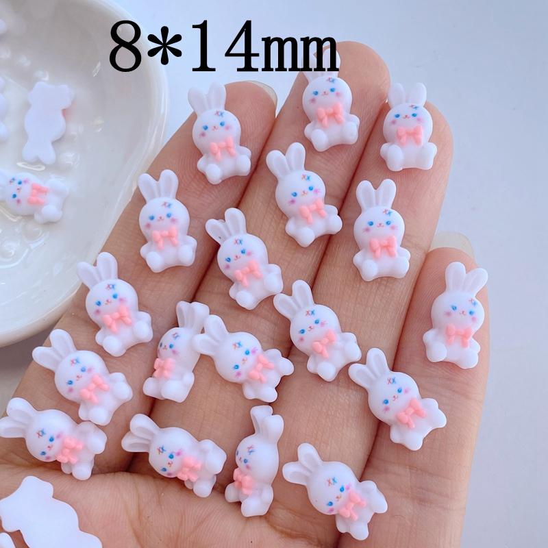 30Pcs New Cute Mini 8*14mm Cartoon Rabbit Series Flat Back Resin Scrapbooking DIY Jewelry Craft Decoration Accessories