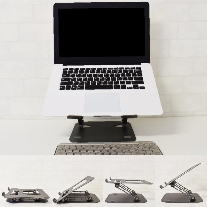 Etsumi PC Stand Folding Aluminum Alloy Gunmetal Up To [Supports 15.6 Inches] VE-2314