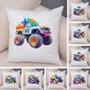 Fronha Vibrante de Monster Truck Estampa Dupla Colorida Design Off Road Capa de Almofada Pelúcia Macia Fronha com Tema de Caminhão Ousado