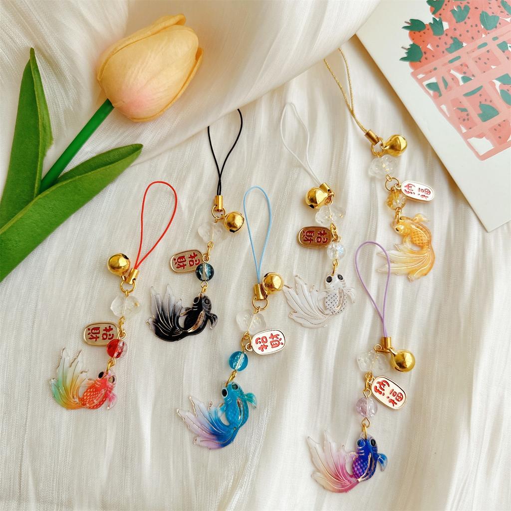 Colorful Fish Star Beaded Phone Charm Pendant Handmade Sturdy Acrylics Fashion Accessory for Trendy Look Daily Use