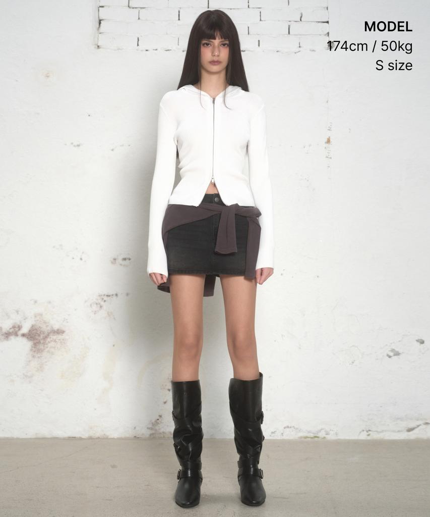 MUSINSA STANDARD WOMAN Women'S Ribbed Slim Hooded Knit Zip-Up [Ivory]