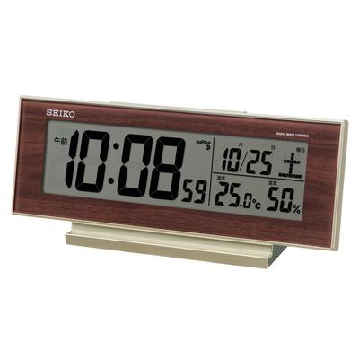 Orologio Sveglia Orologio da tavolo Orologio da tavolo naturale Sempre acceso Legno dorato chiaro venato xx SQ788B 03 Perla/Parziale 8,3 20,6 5,0 cm