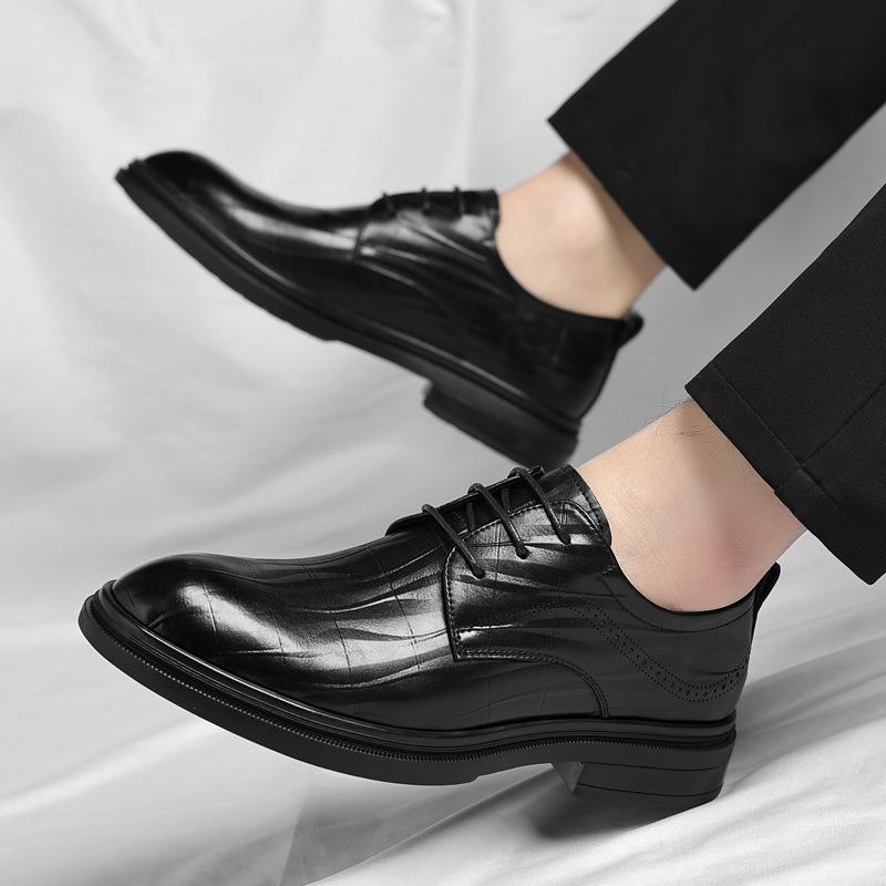 Dress Leather Shoes Leather Shoes Men's Height-increasing Shoes Men's Low-top Work Wedding Shoes 2025