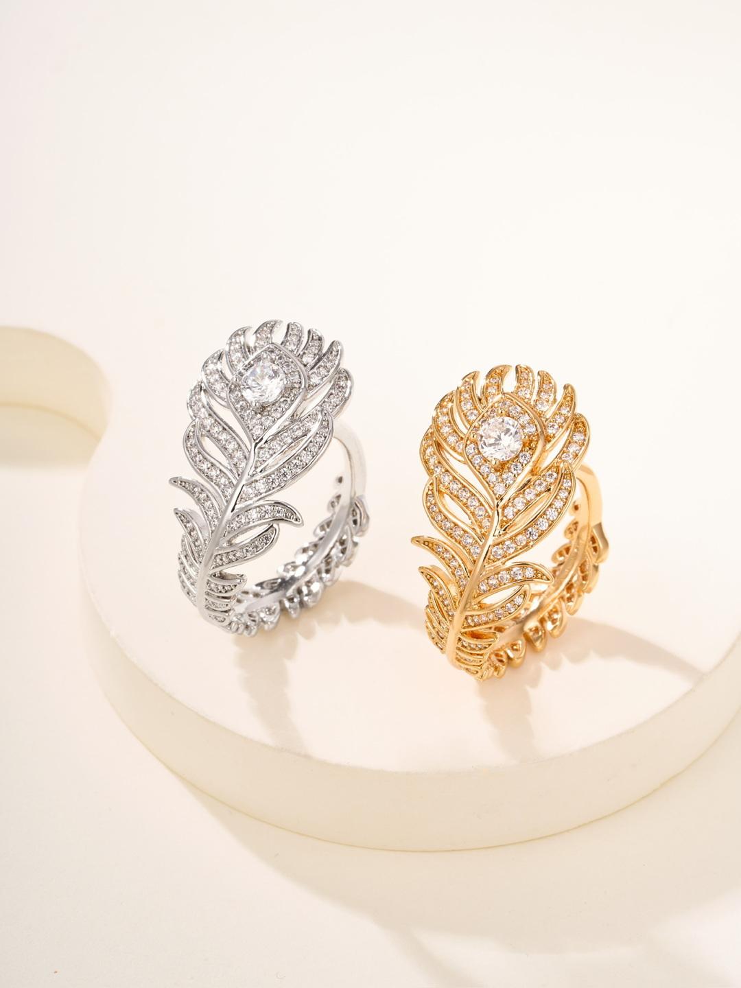 

Fluid Feather Diamond Ring Daily Wear Exquisite Craftsmanship for Men and Women Gifts Men Women Birthday Gifts Affordable Luxury US5 рожевий колір золота