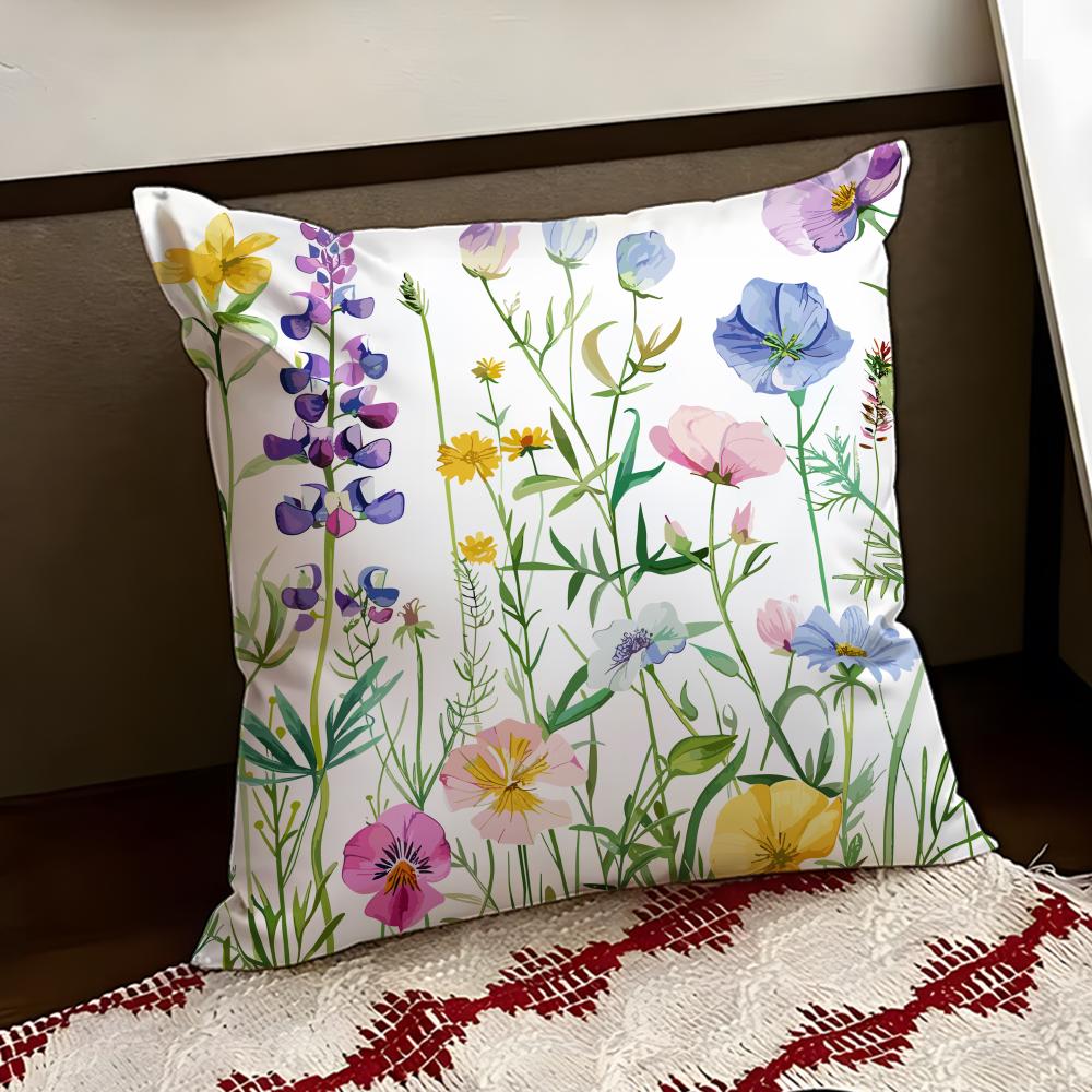 Spring Wildflowers Cushion Cover Reversible Soft Durable Pillow Cover Home  Car MultiScene Use for Daily Comfort