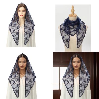 Elegante Velo Mantilla in Pizzo Velo da Chiesa Sciarpa per Sposa Cattolica Velo Sciarpa Cattolica da Cappella Copricapo Etnico Fornitura per Festa