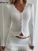 Herfst Winter Nieuwe Kant Patchwork Open Vest Lange Mouw Dames Top