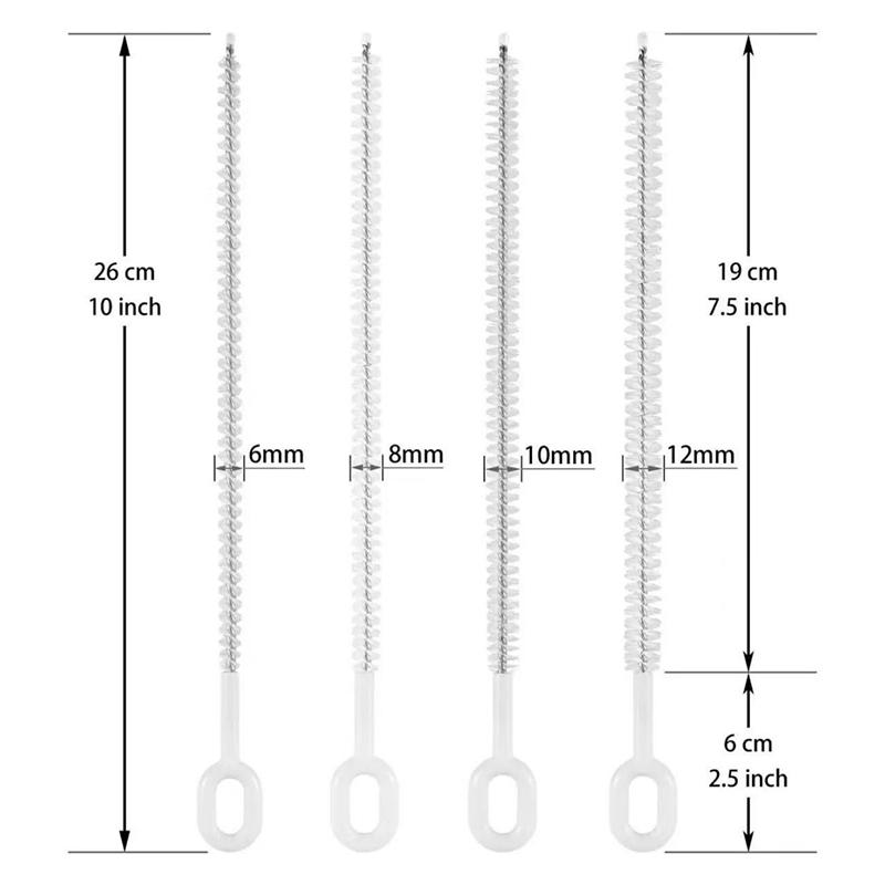 1/4Pcs Straw Cleaner Brush 4 Diameters Full Coverage Bristles Extra Long Pipe Straw Cleaners Brush For Tumbler Sippy Cup Kettle