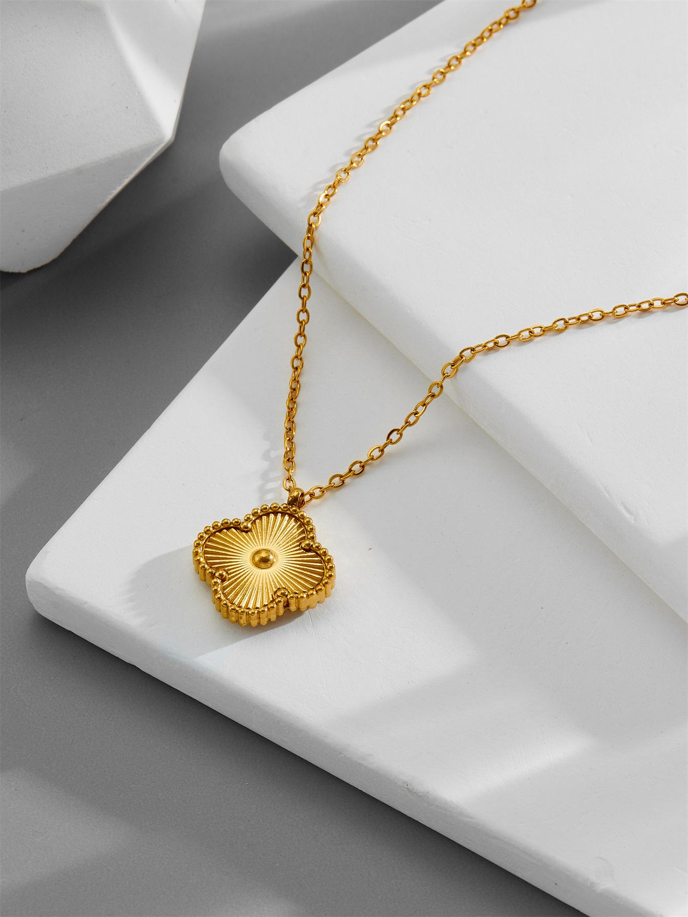 

Ожерелье с подвеской из титановой стали «Четырехлистный клевер» 15 мм, классическое женское ожерелье