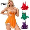 Pigiami Dimagranti Taglie Forti Sexy Babydoll Camicia da Notte per Donne, Scollo a V Pizzo Profondo Camicia da Notte Rete Trasparente Camicia da Notte con Spalline Sottili