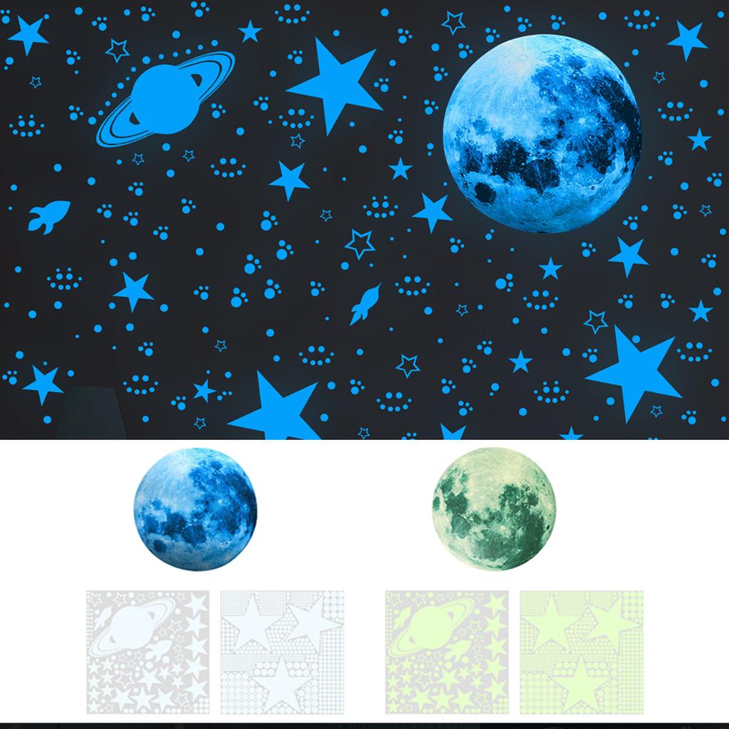 947Pc Luminous Moon Stars Wall Stickers Glow In The Dark 3D Bubble Dot Star For Kids Room Ceiling Decor Fluorescent Wall Sticker