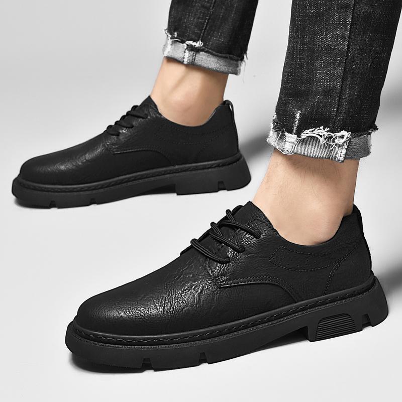 Genuine Leather Men's Dress Shoes Stylish Lace-Up Men Casual Shoes Handmade Classic Men Footwear for Wedding Male Oxfords Flats