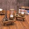 Creative Retro Iron Tower Hourglass Ornaments Simple Modern Home Study Wooden Pendulum Clock Hourglass Ornaments Home Supplies