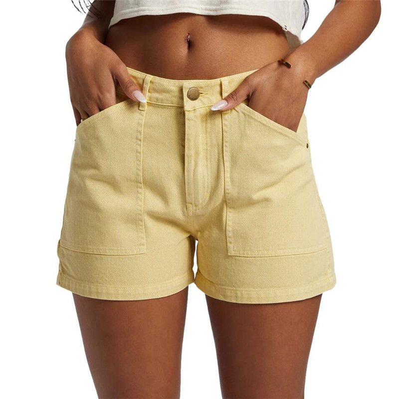 

Export Export Original Order Leftover Stock Cotton Woven Washed Denim Pocket Summer High Waist Women s Shorts Hot Pants Yellow 27